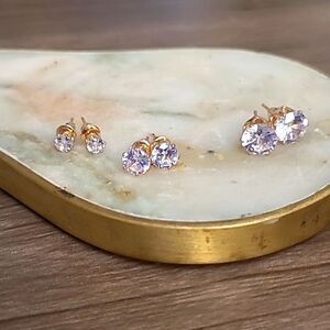 3/$16🎁🎁3 earrings Cubic Zircon Gold Alloy Setting Cute gift